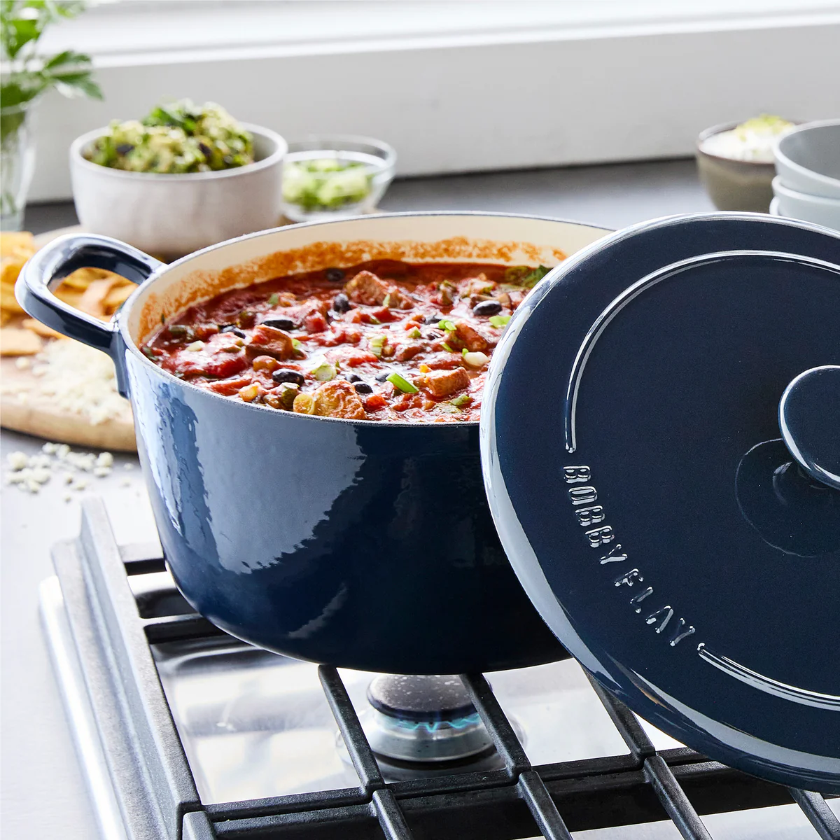 Bobby Flay by GreenPan 5.5-Quart Enameled Cast Iron Dutch Oven | Cobalt - Image 6