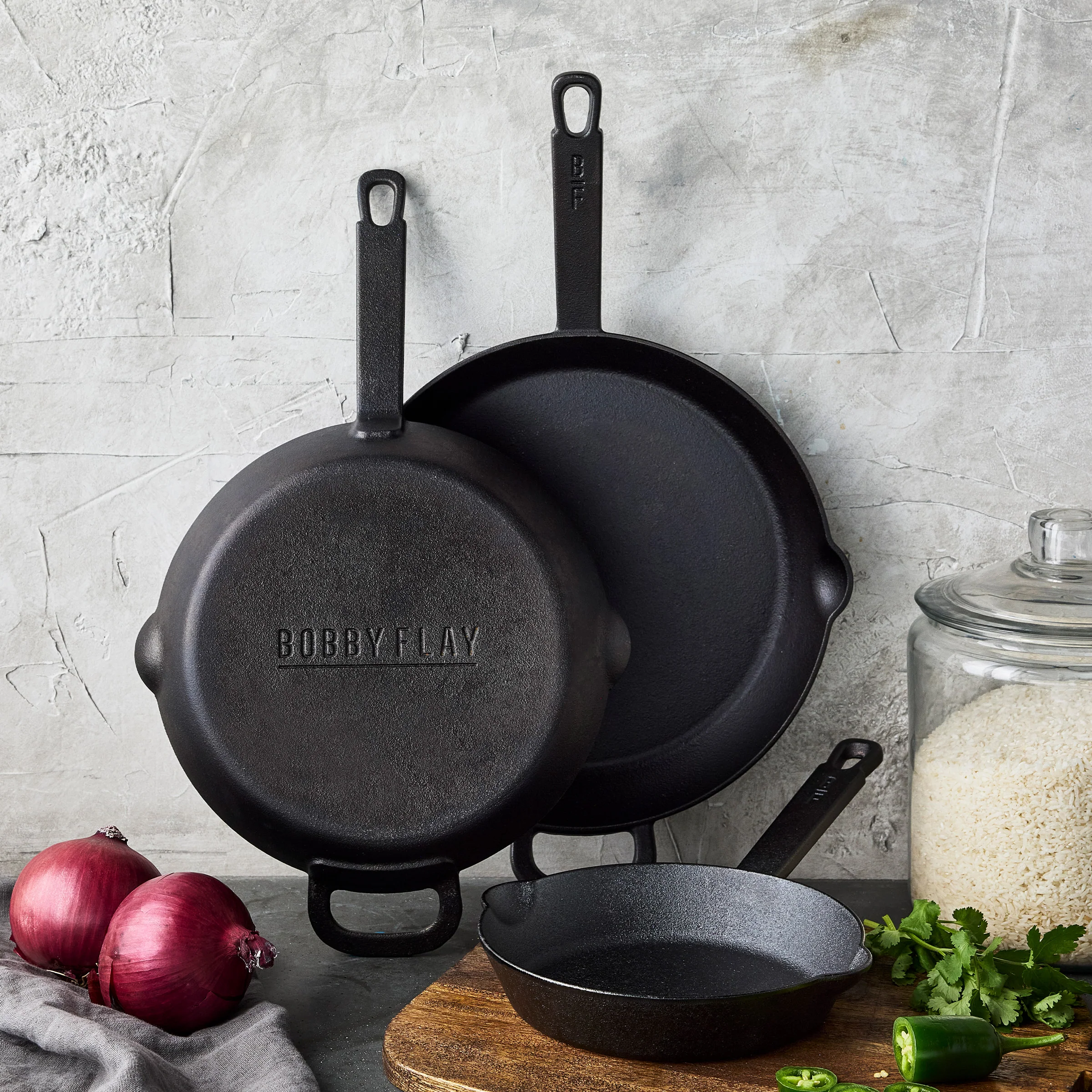 Bobby Flay by GreenPan 8", 10" and 12" Cast Iron Frypan Set - Image 3