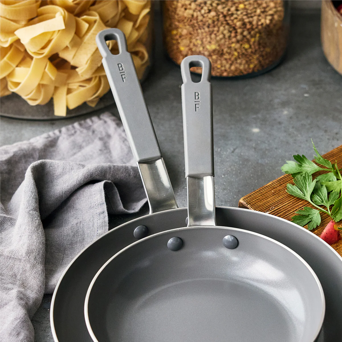 Bobby Flay by GreenPan PFAS-Free Nonstick Stainless Steel 8" and 10" Frypan Set - Image 6