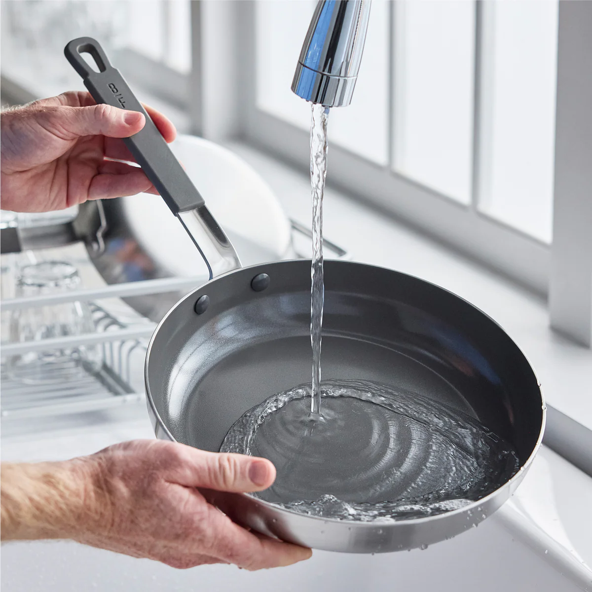 Bobby Flay by GreenPan PFAS-Free Nonstick Stainless Steel 8" and 10" Frypan Set - Image 9