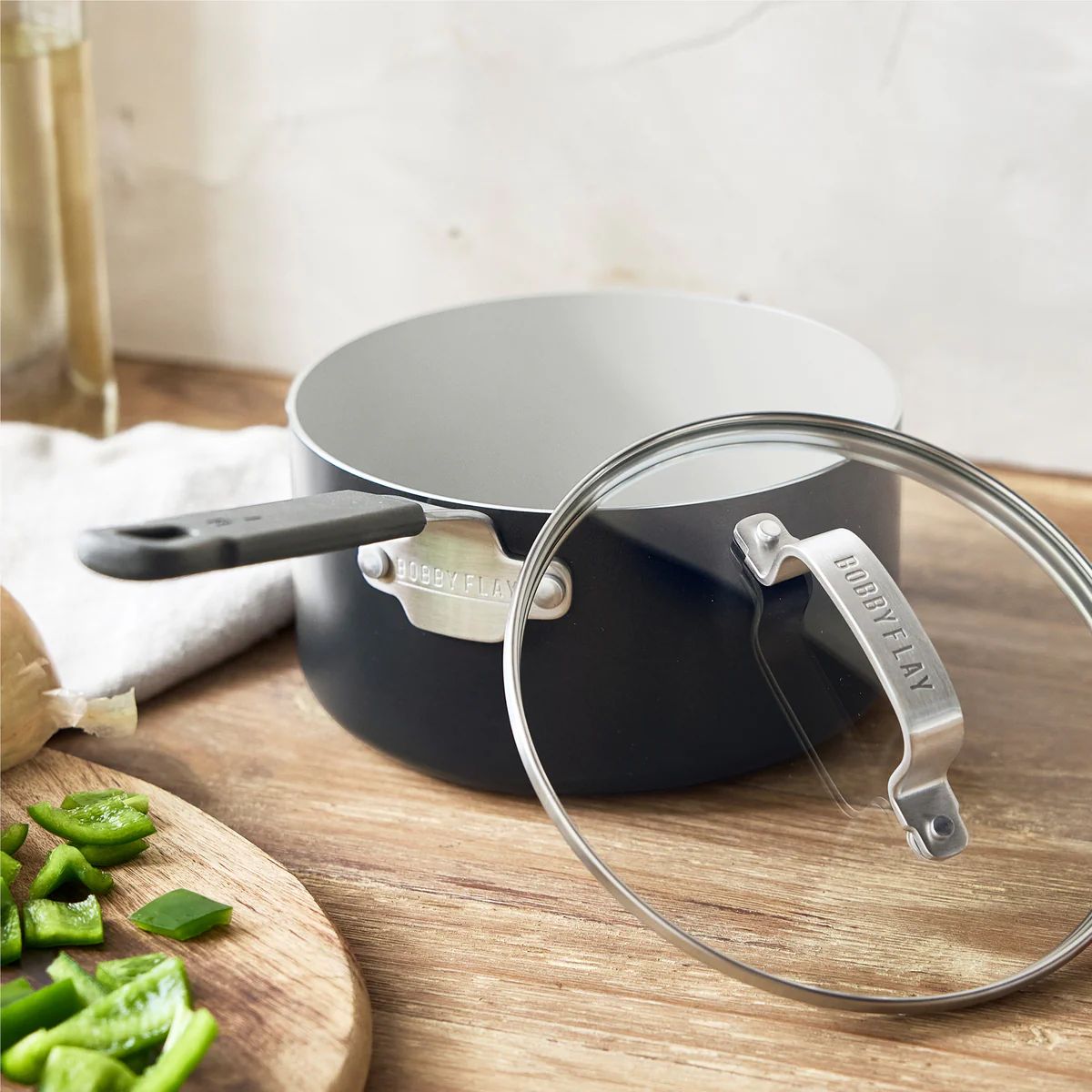 Bobby Flay by GreenPan Professional Ceramic Nonstick 2.53-Quart Saucepan with Lid | Graphite - Image 3
