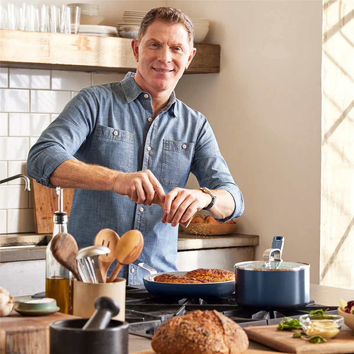 Bobby Flay by GreenPan Professional Ceramic Nonstick 8" Frypan | Oxford Blue - Image 2