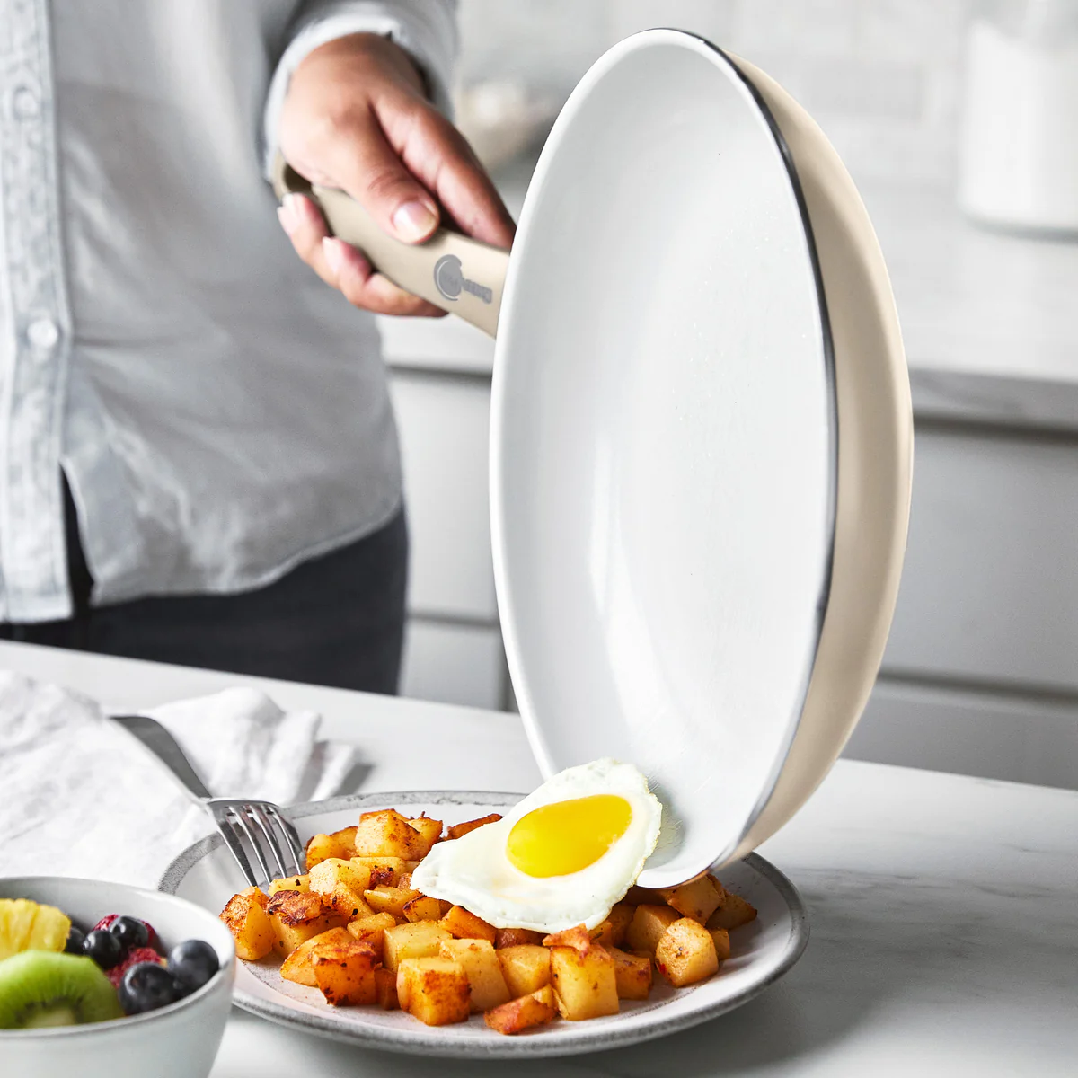 Dover Ceramic Nonstick 8" and 10" Frypan Set | Taupe - Image 3