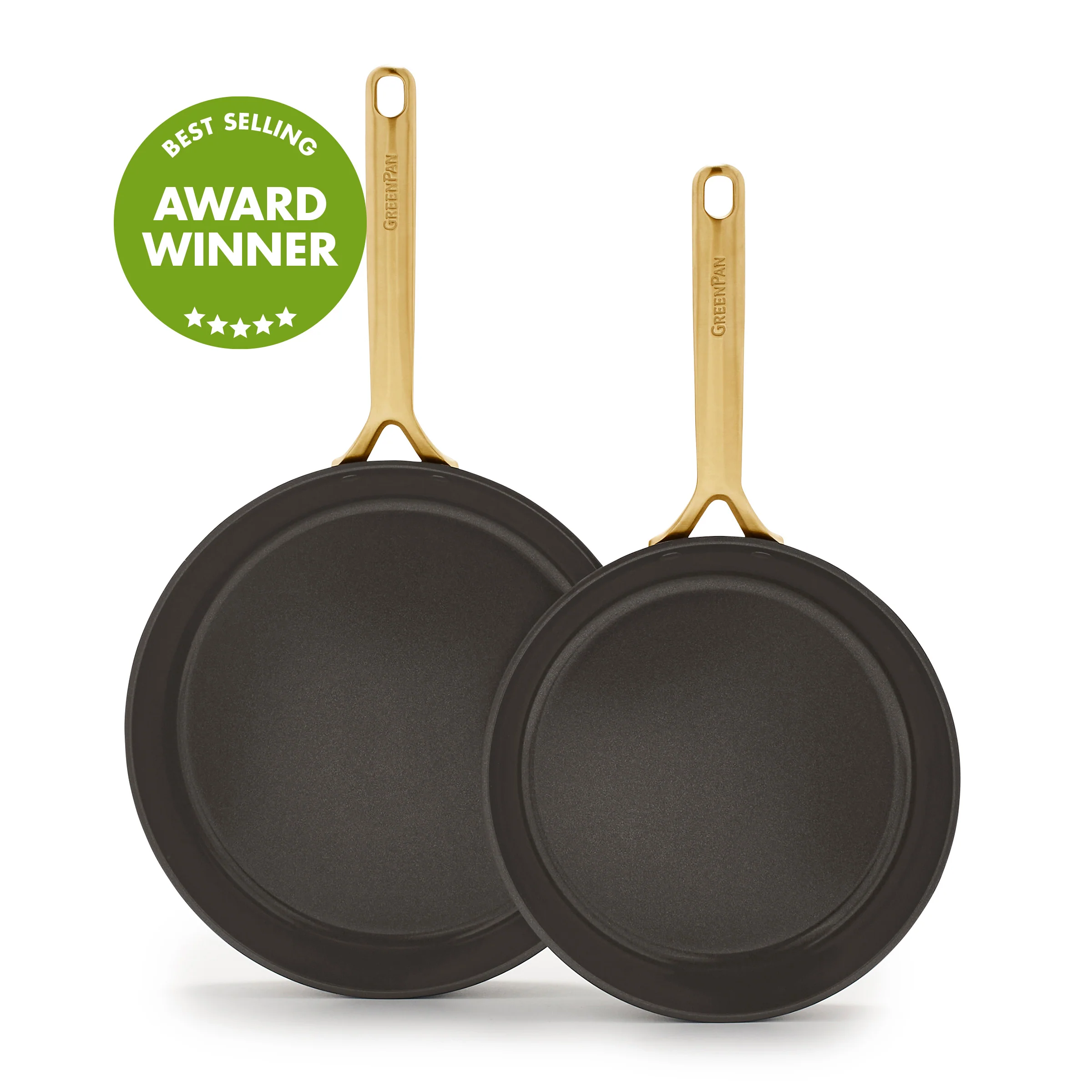 GP5 Colors Ceramic Nonstick 9.5" and 11" Frypan Set with Champagne Handles | Cocoa