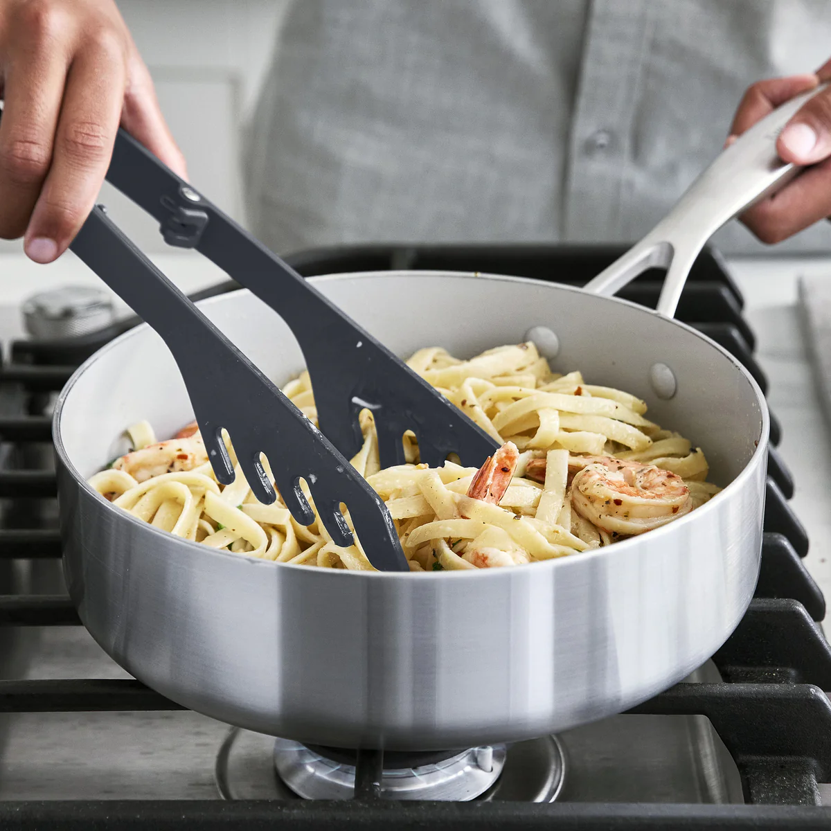 Platinum Silicone Pasta Tongs | Gray - Image 4