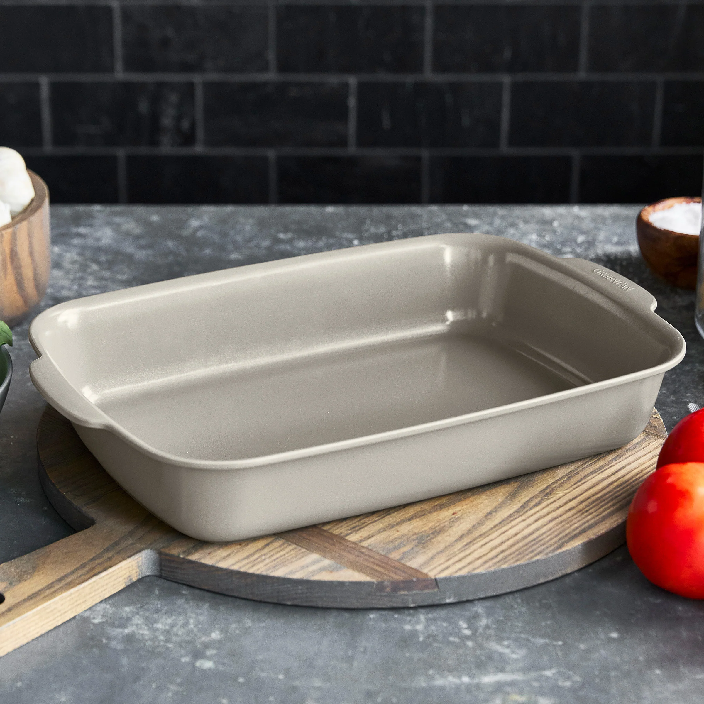 Premiere Ovenware Ceramic Nonstick 13" x 9" Rectangular Baker | Taupe - Image 2