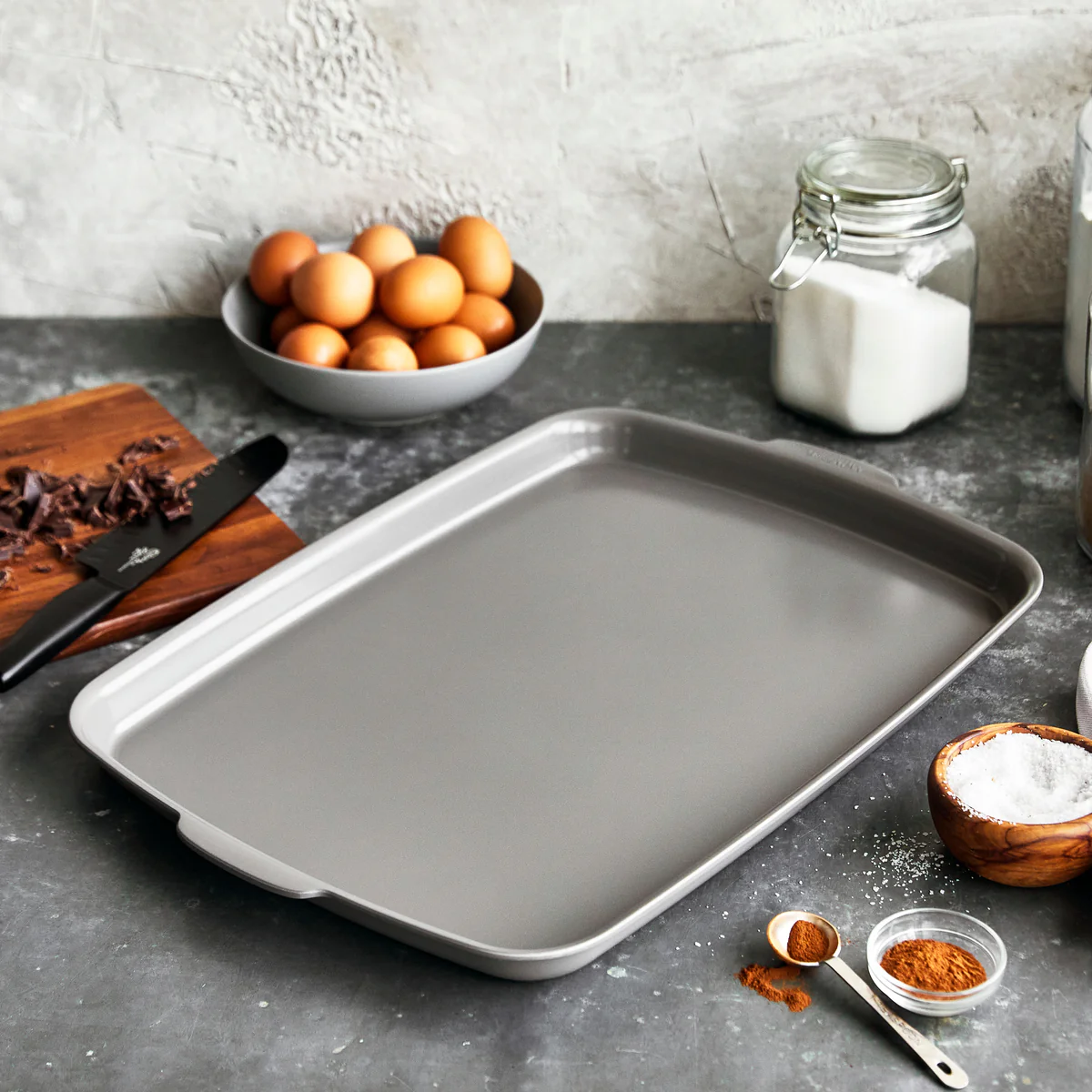Premiere Ovenware Ceramic Nonstick 18" x 13" Half Sheet Pan Set | Gray - Image 2