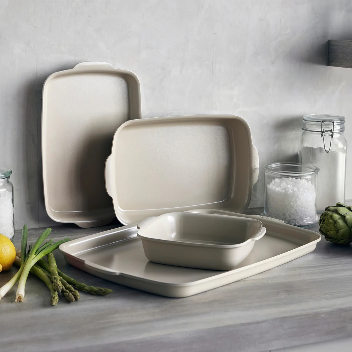 Premiere Ovenware Ceramic Nonstick 4-Piece Set | Taupe - Image 3
