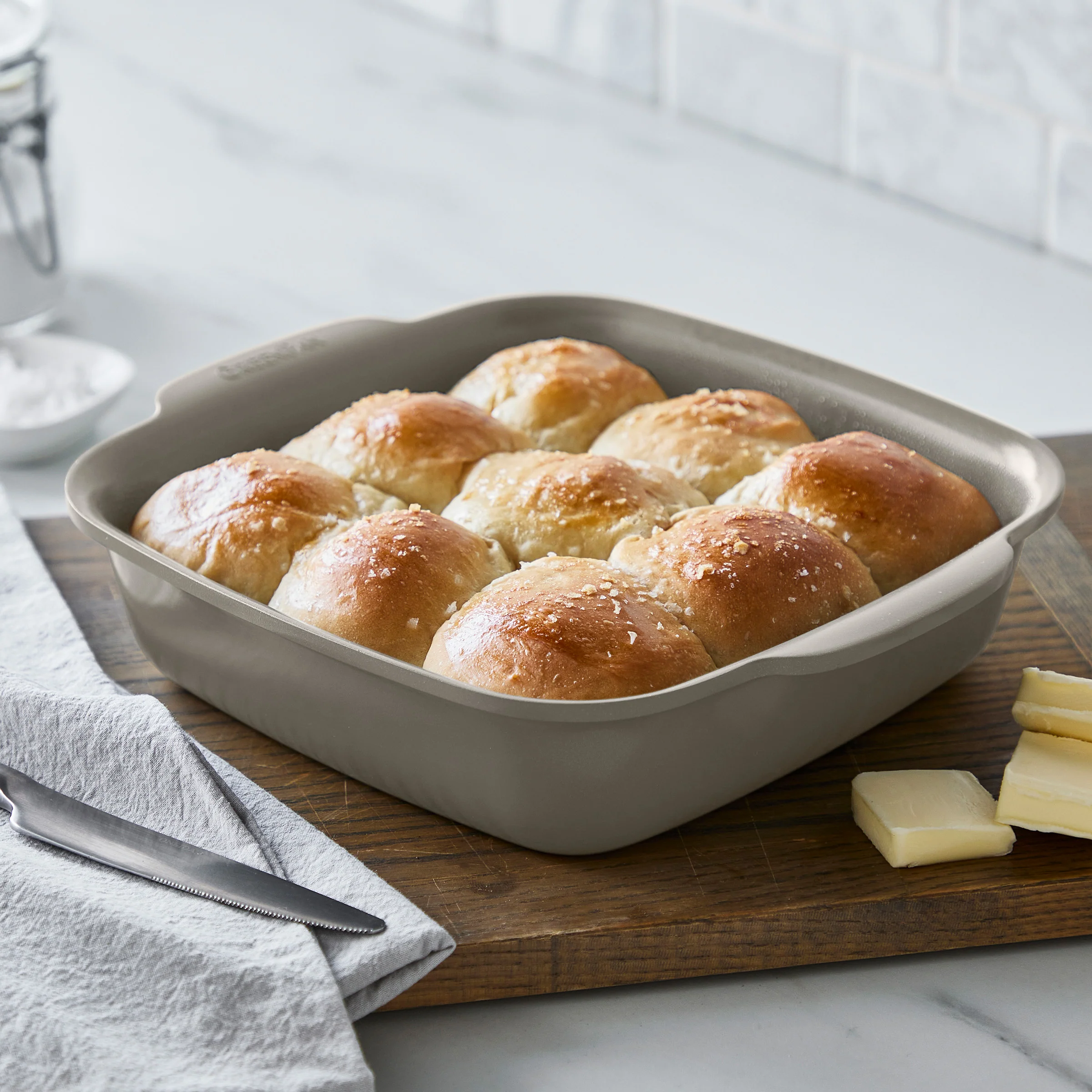 Premiere Ovenware Ceramic Nonstick 8" x 8" Square Baker | Taupe - Image 3