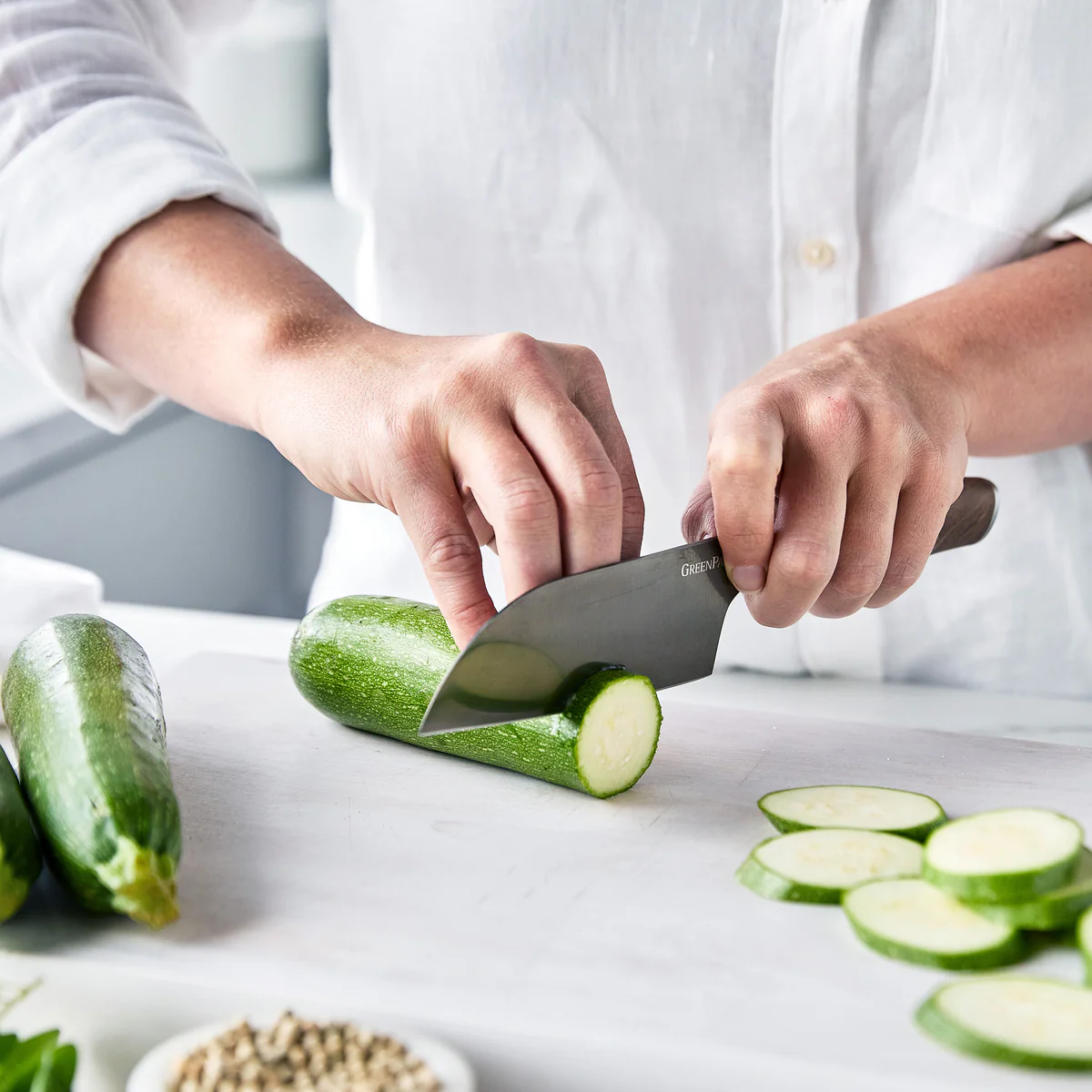 Premiere Titanium Cutlery 5" Small Santoku with Walnut Handle - Image 3