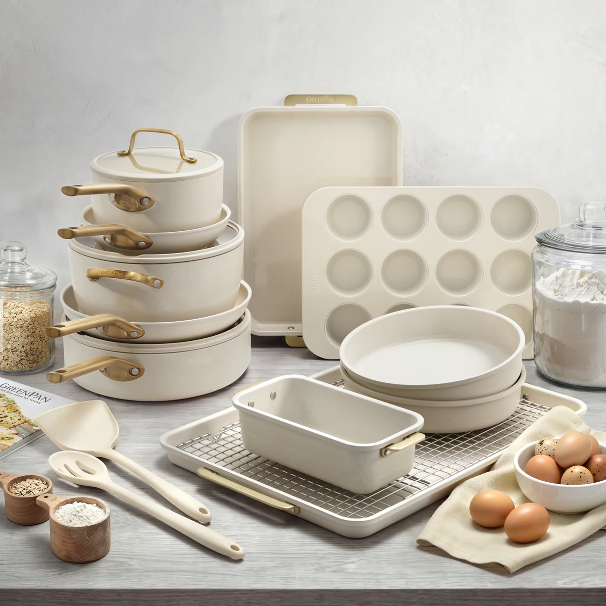 Reserve Pro 18-Piece Cookware & Bakeware Set | Cream - Image 2