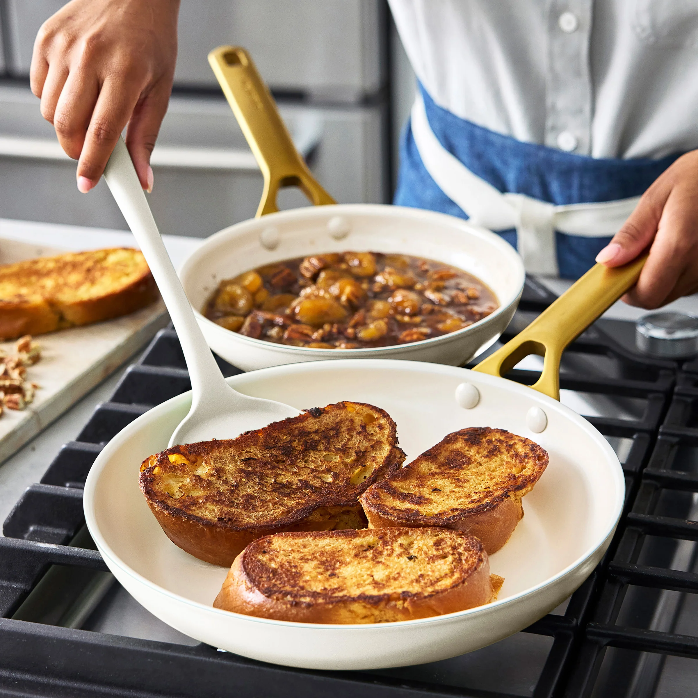 Reserve Pro Ceramic Nonstick 10" and 12" Frypan Set | Cream - Image 5