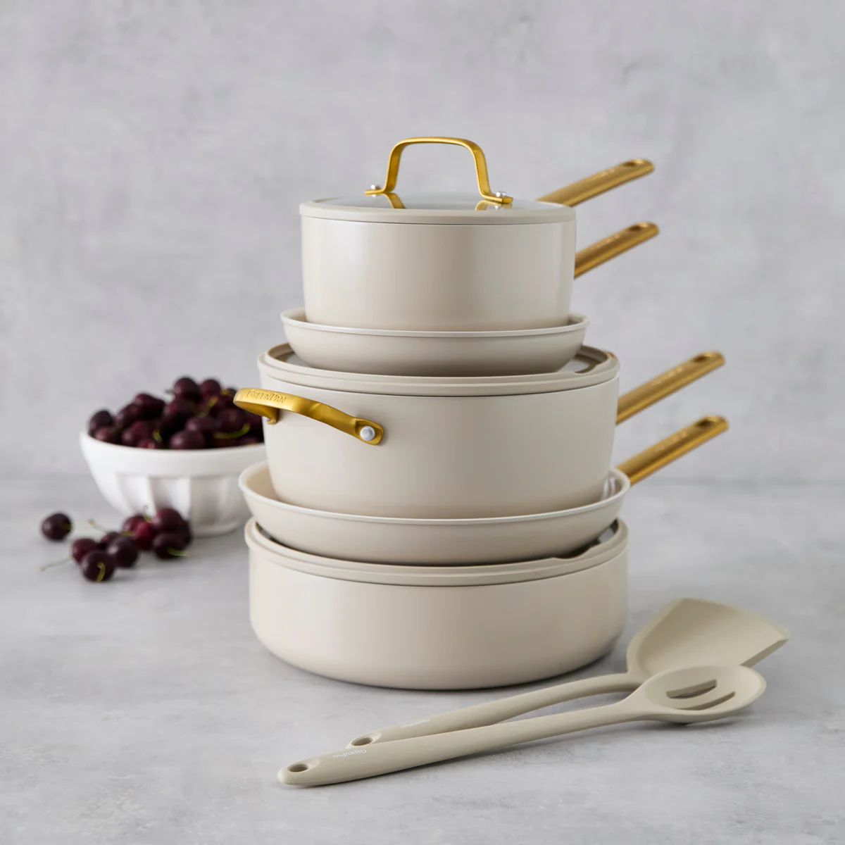 Reserve Pro Ceramic Nonstick 10-Piece Cookware Set | Macadamia - Image 3