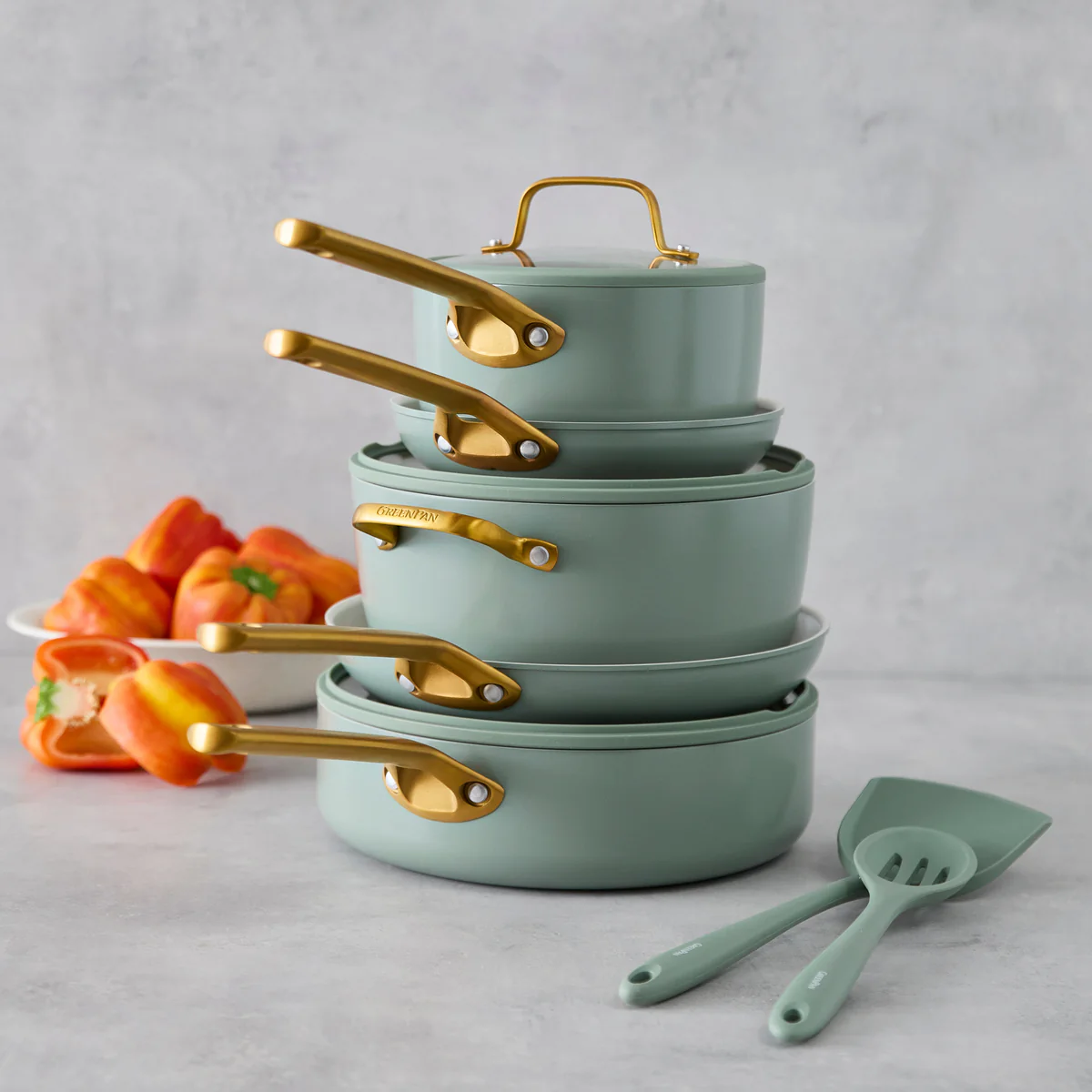 Reserve Pro Ceramic Nonstick 10-Piece Cookware Set | Moss - Image 3