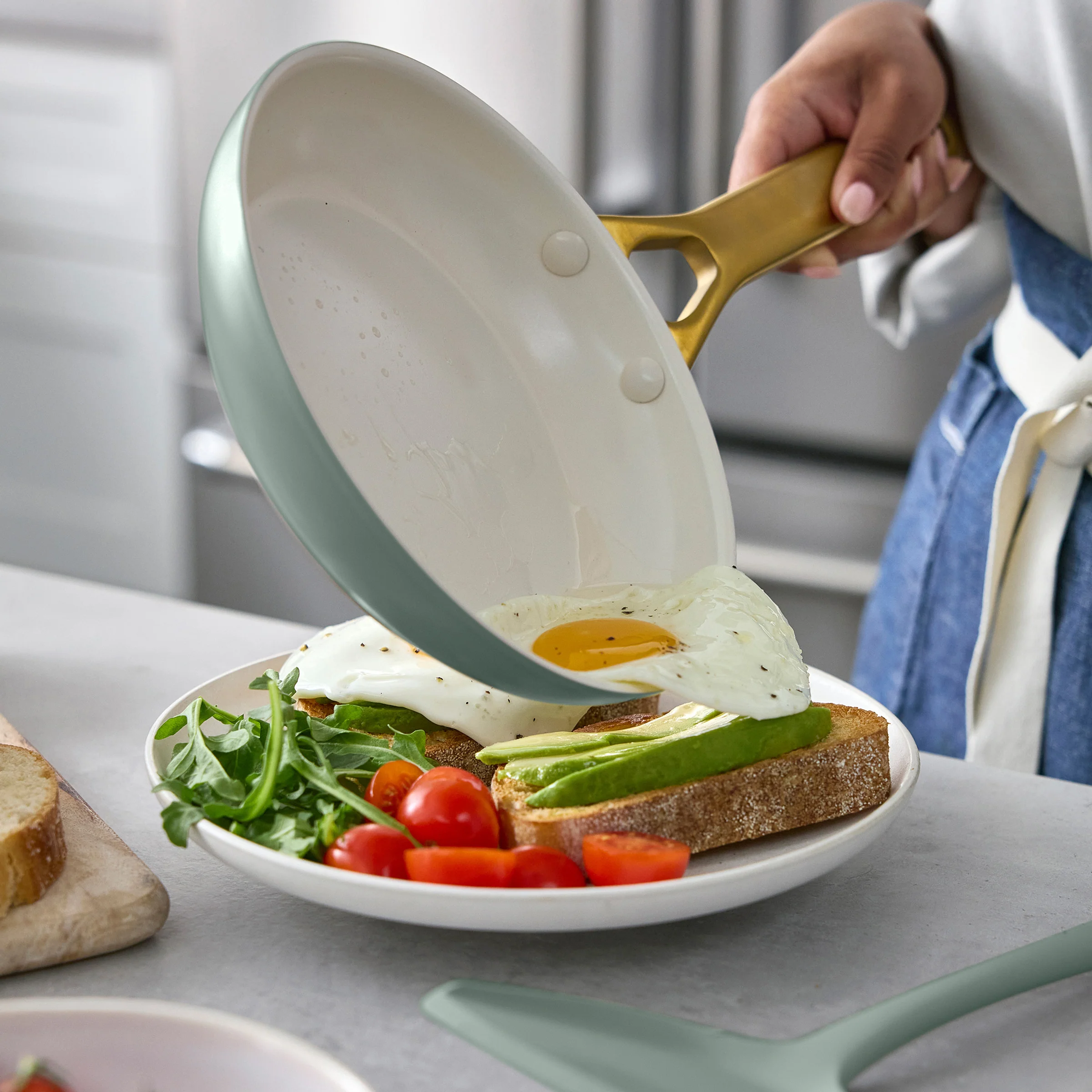 Reserve Pro Ceramic Nonstick 8", 10" and 12" Frypan Set | Moss - Image 3