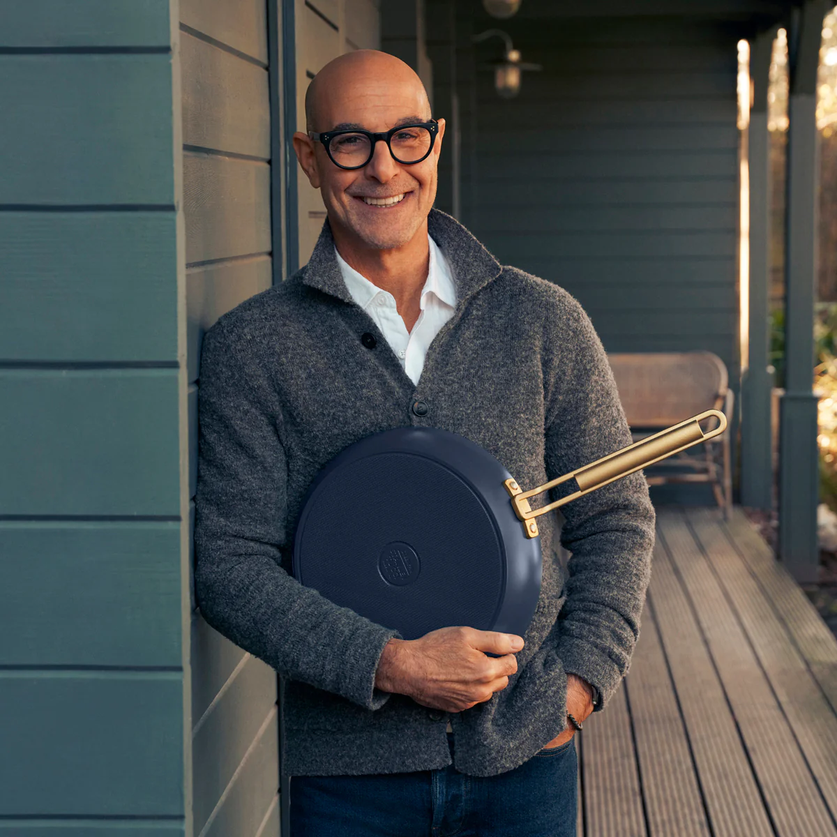 Stanley Tucci™ Ceramic Nonstick 12" Frypan with Lid | Marino Blue - Image 2