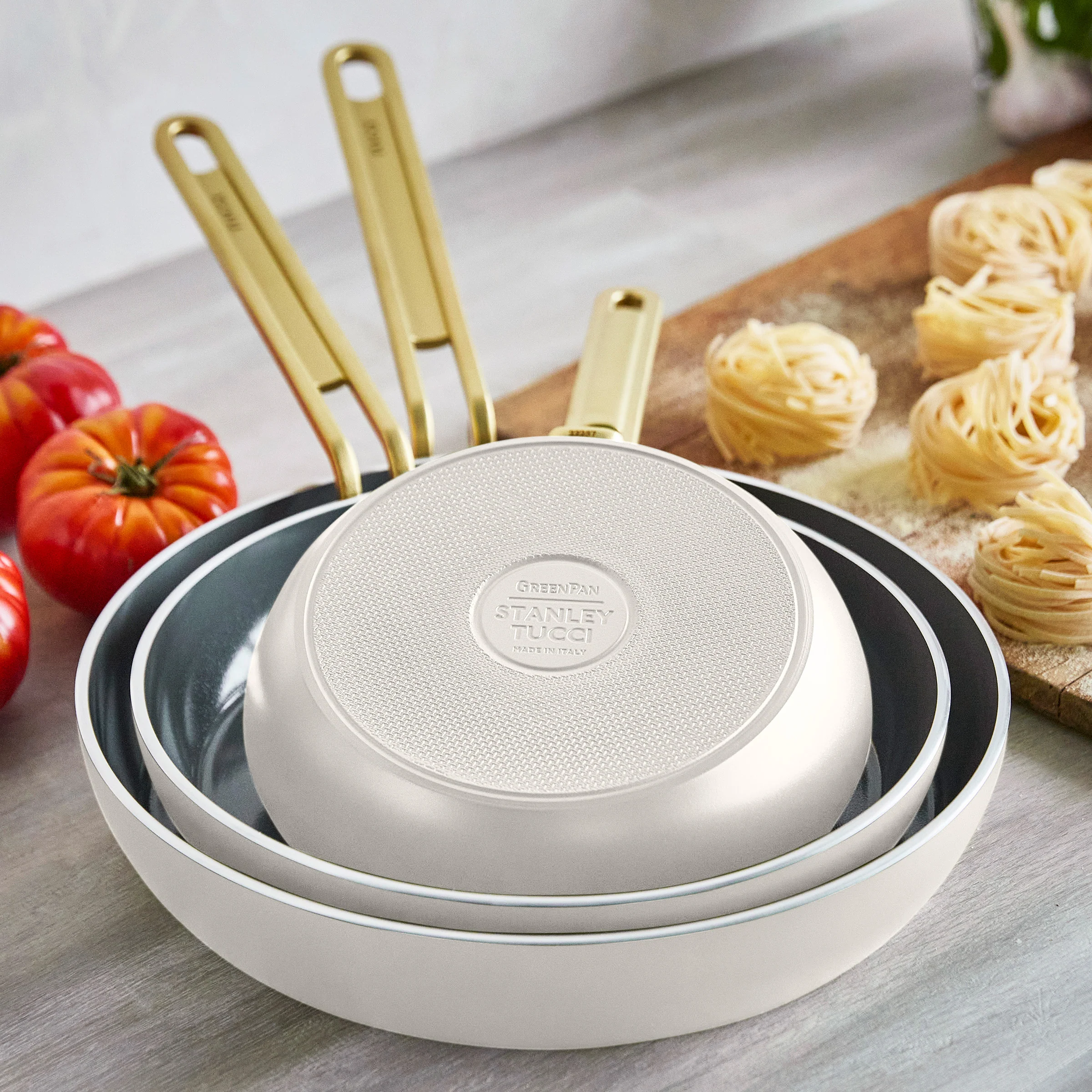 Stanley Tucci™ Ceramic Nonstick 8", 10" and 12" Frypan Set | Carrara White - Image 5