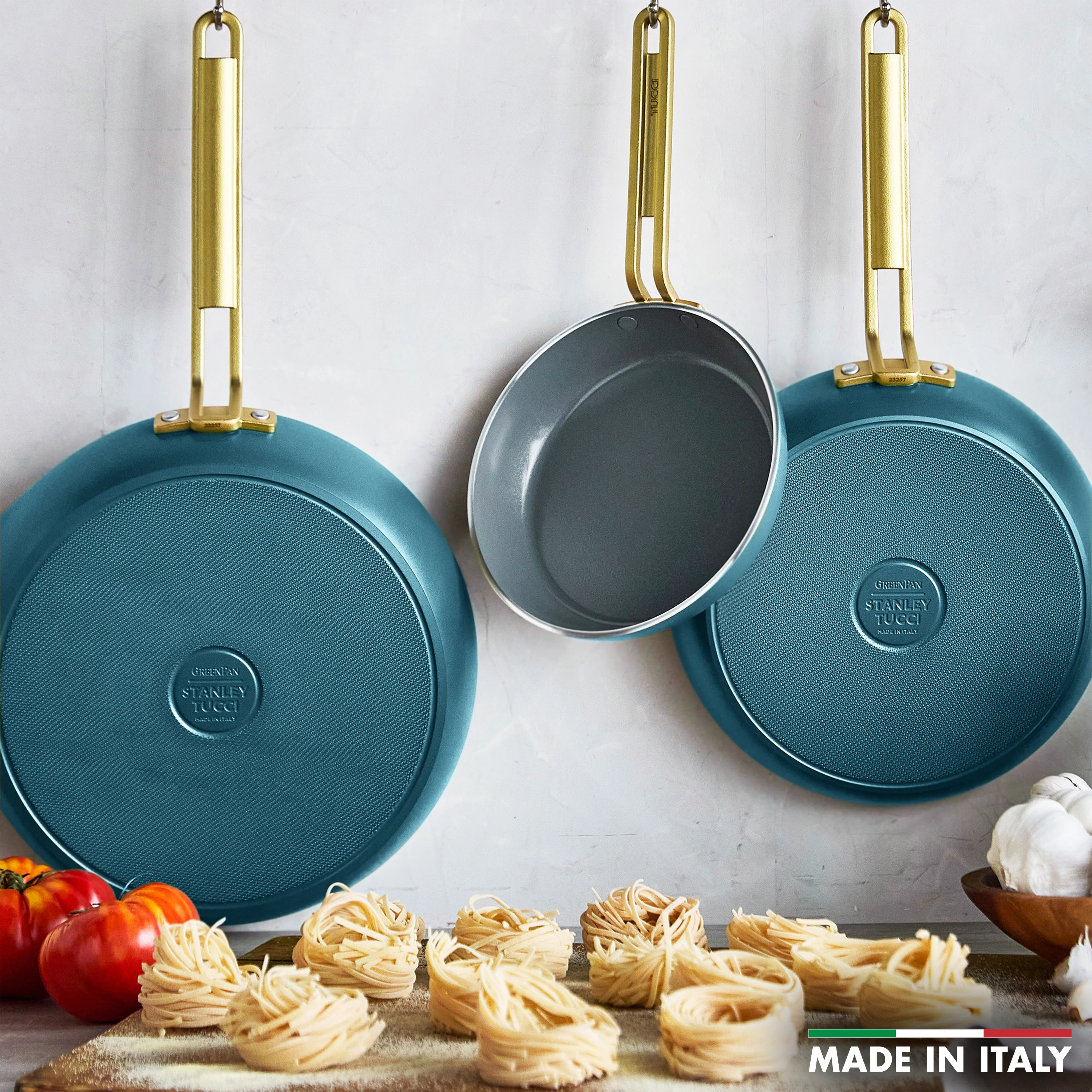 Stanley Tucci™ Ceramic Nonstick 8", 10" and 12" Frypan Set | Venetian Teal - Image 3