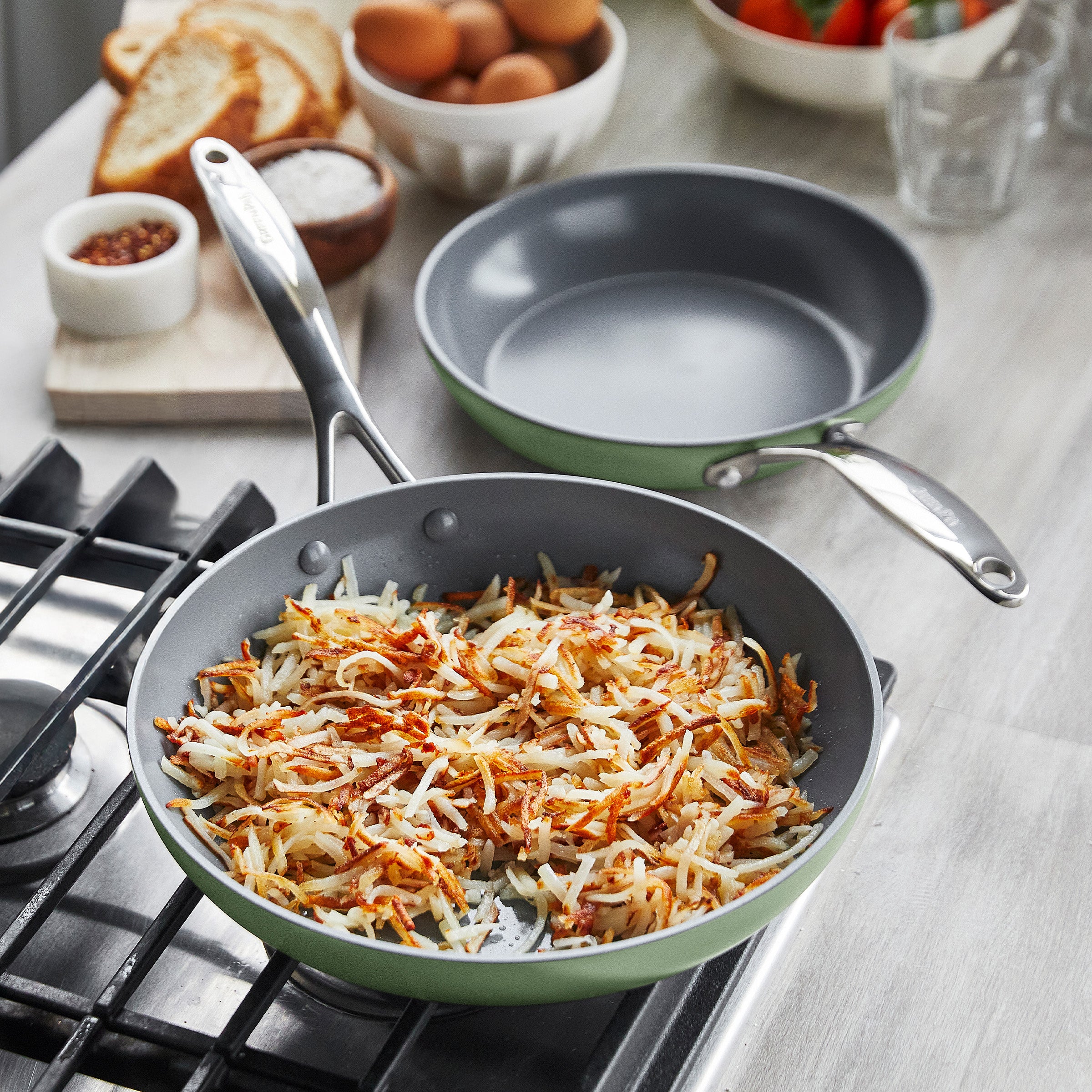 Valencia Pro Ceramic Nonstick 9.5" and 11" Frypan Set | Sage - Image 5